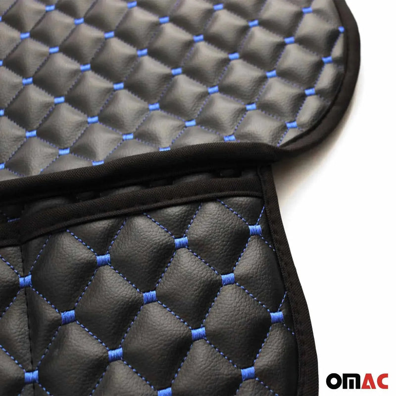 Alfa Romeo Leather Breathable Front Seat Cover Pads Black Blue 1Pc