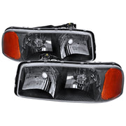 1999-2006 GMC Sierra/Yukon/Yukon XL Crystal Headlights Amber Reflector Black