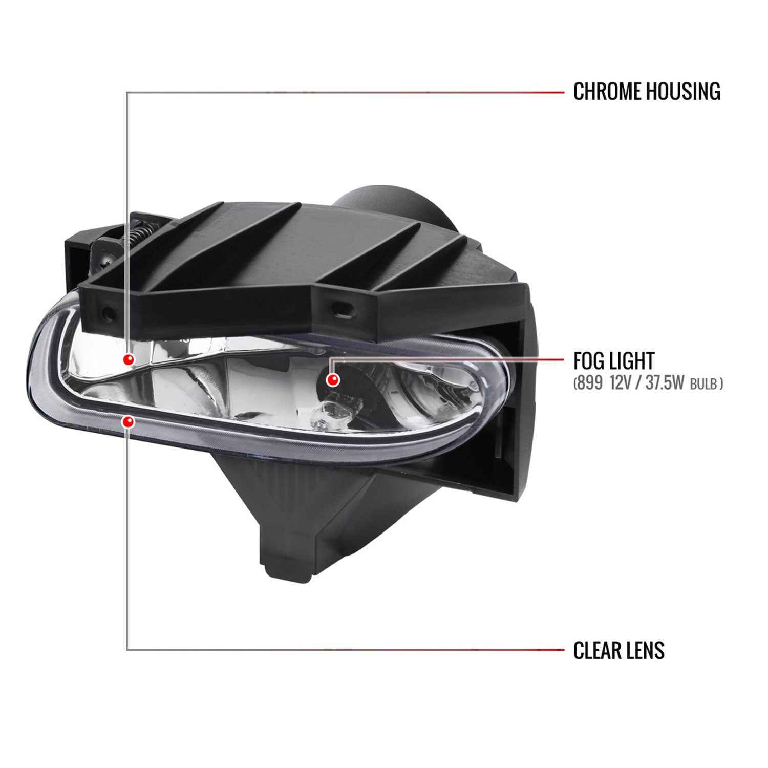 1999-2004 Ford Mustang 899 Fog Lights Kit Switch & Wiring Harness Chrome/Clear