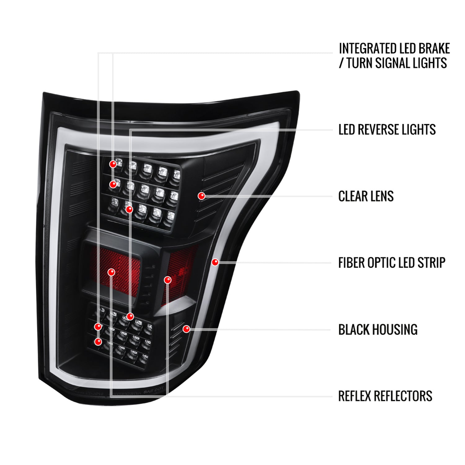 2018-2020 Ford F-150 LED Tail Lights Matte Black Housing/Clear Lens