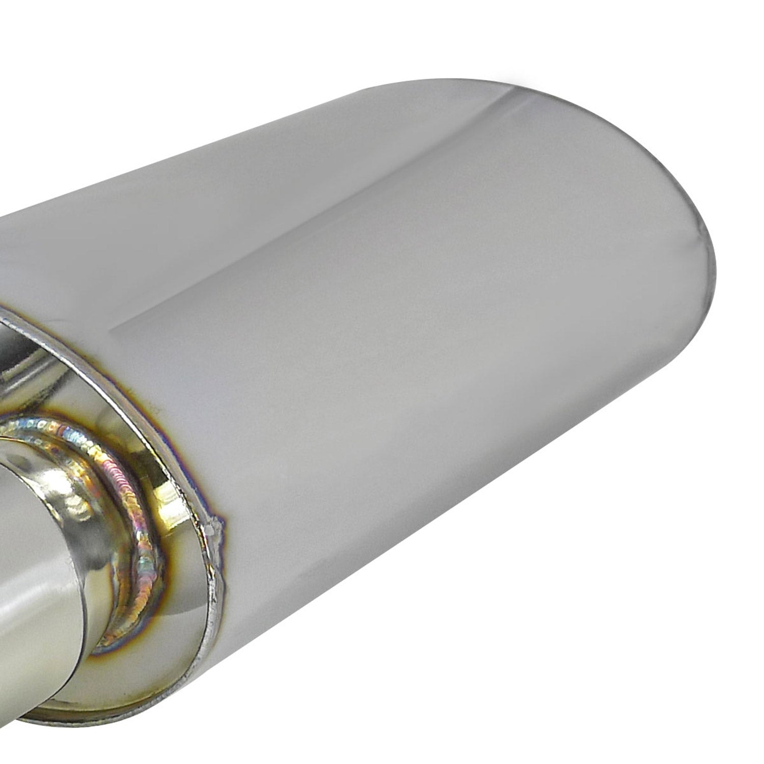 Universal DTM Style 2.5" Inlet/3" Outlet Steel Exhaust Muffler w/Dual Burnt Tips