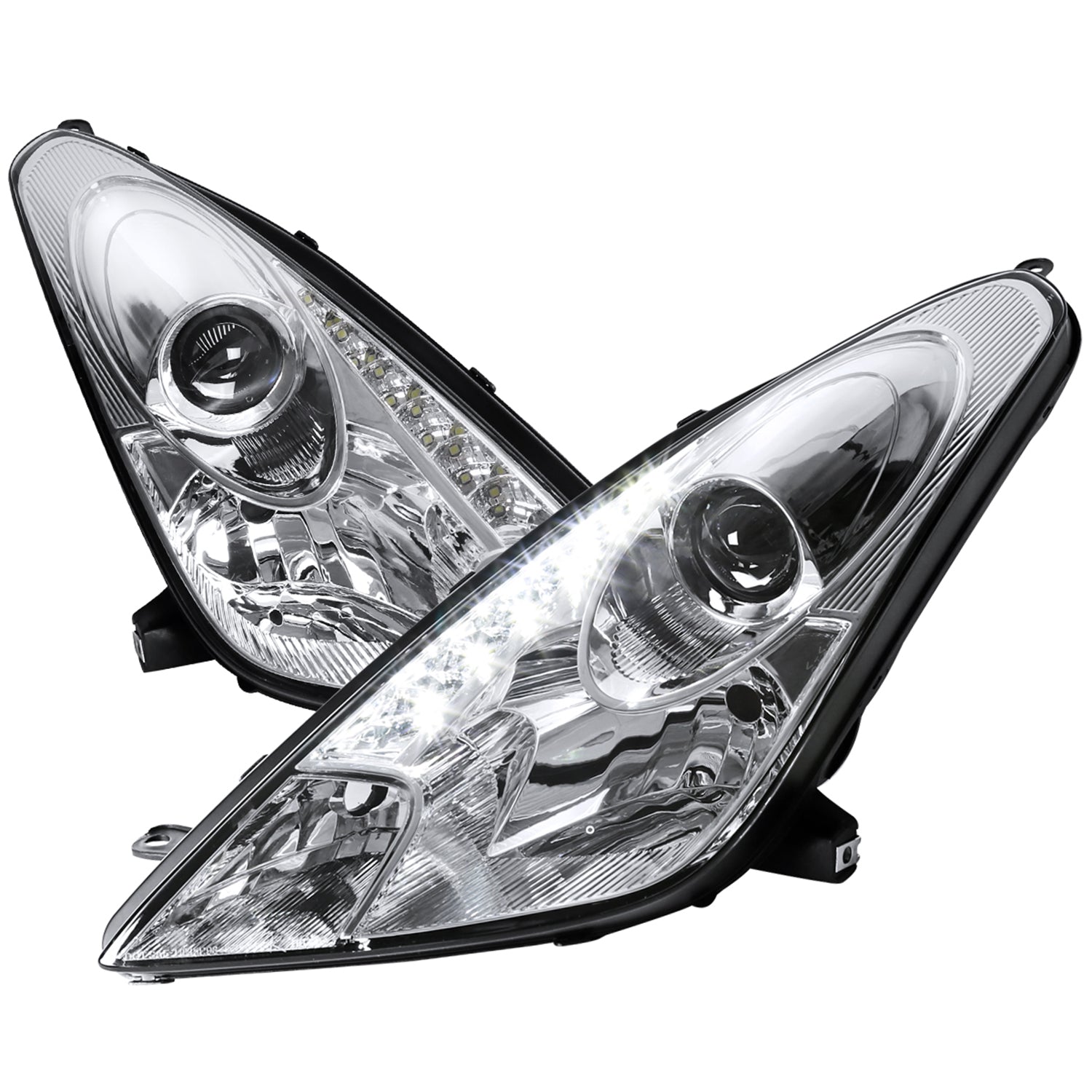 2000-2005 Toyota Celica Projector Headlights SMD LED Light Strip Chrome/Clear