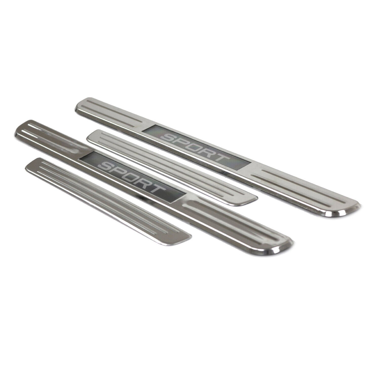 Genesis G70 G80 Door Sill Scuff Plate Illuminated Sport Stainless Steel Silver 4 Pcs