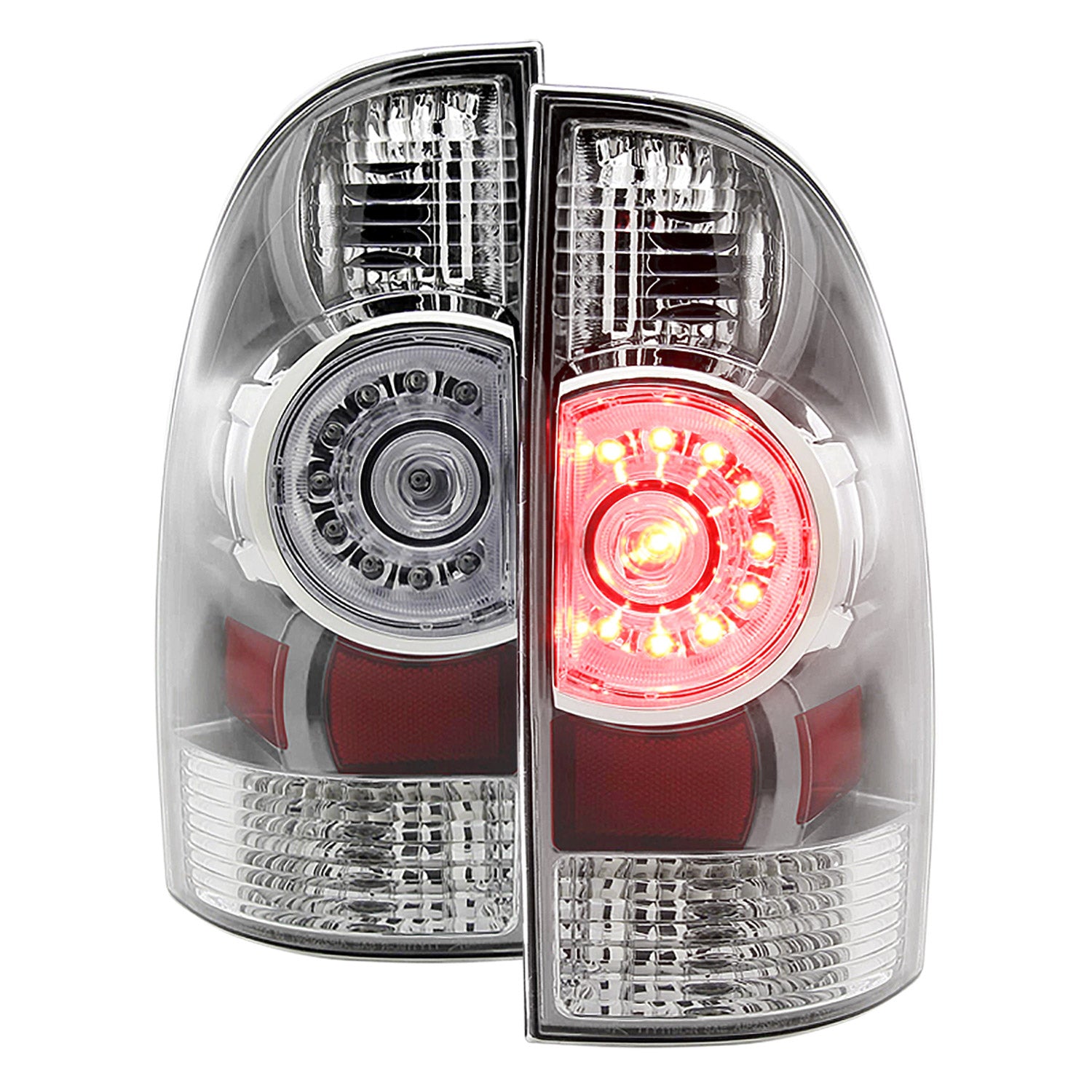 2005-2015 Toyota Tacoma LED Tail Lights Chrome Housing/Clear Lens