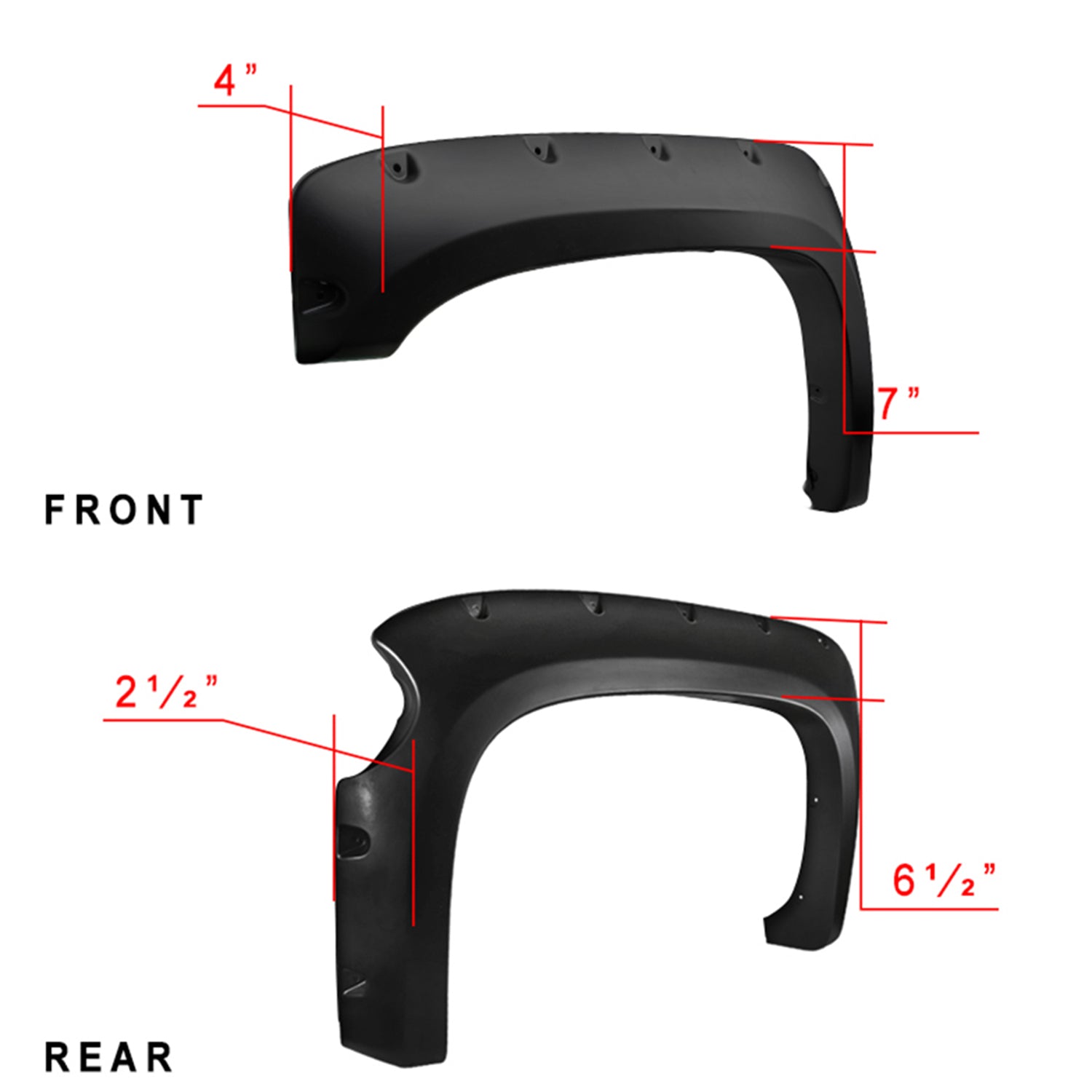 2007-2013 Chevy Silverado 1500 69.3" Fleetside Black Smooth Fender Flares