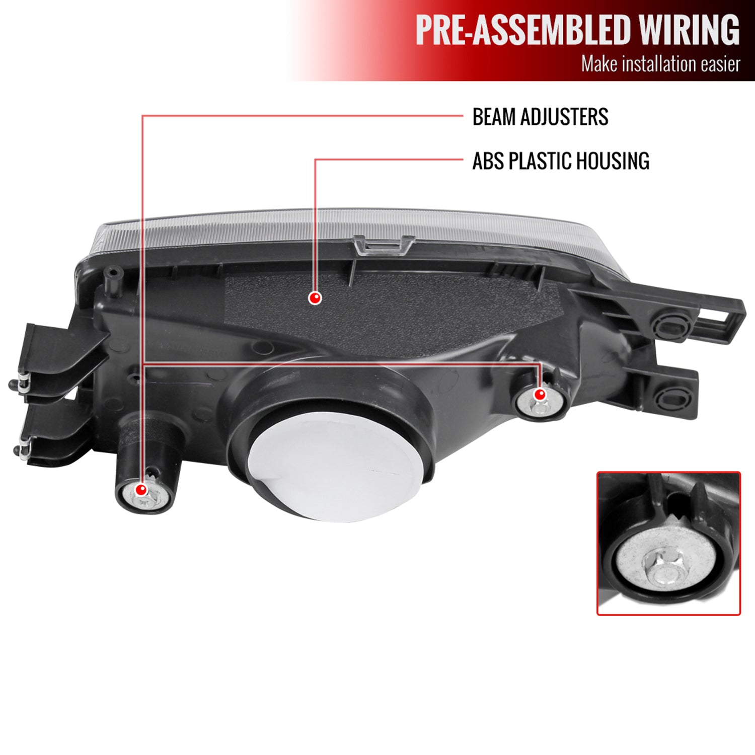 1995-2001 Subaru Impreza Factory Style Crystal Headlights Matte Black/Clear