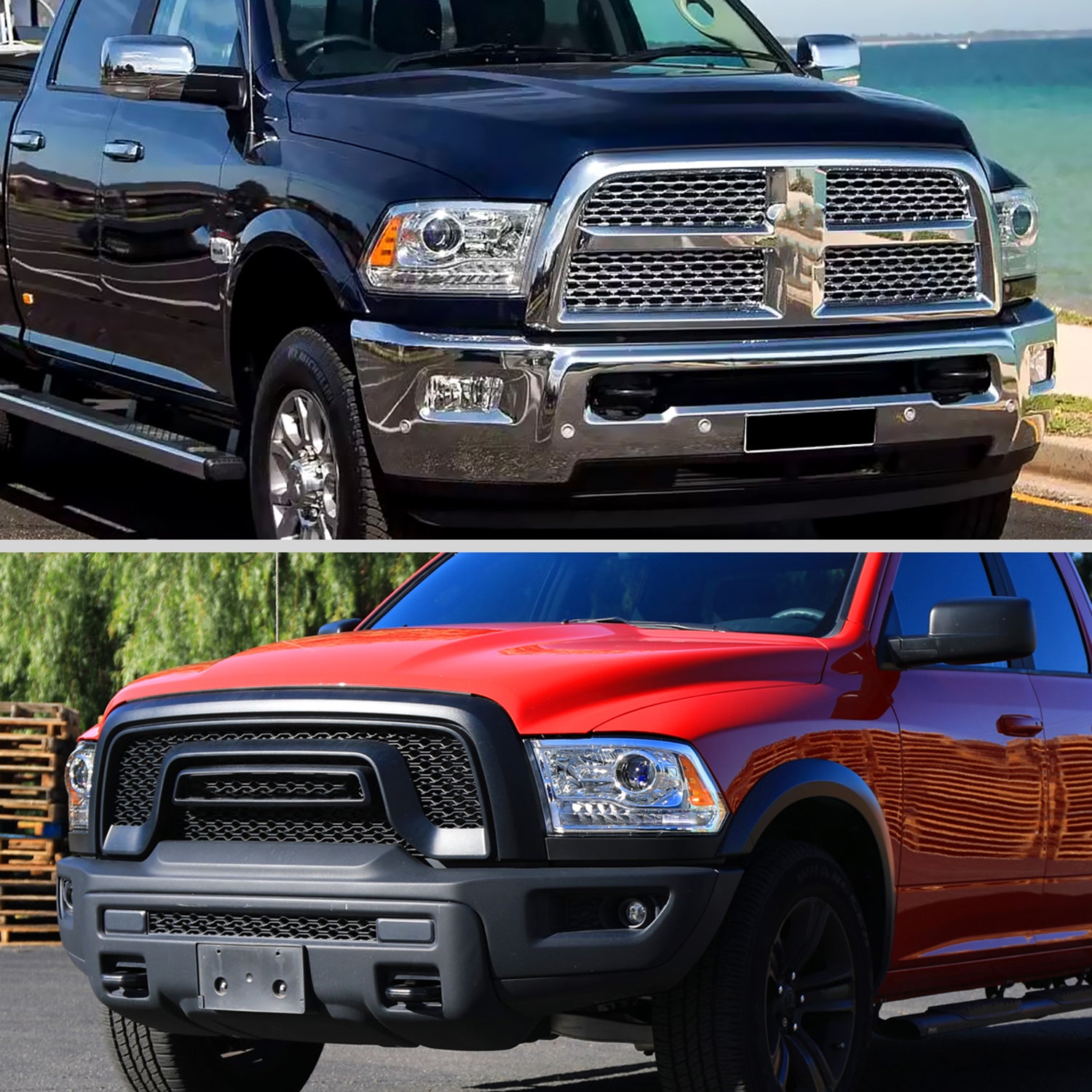 2013-2018 RAM 1500 2500 3500 Sequential LED Signal Projector Headlights Chrome