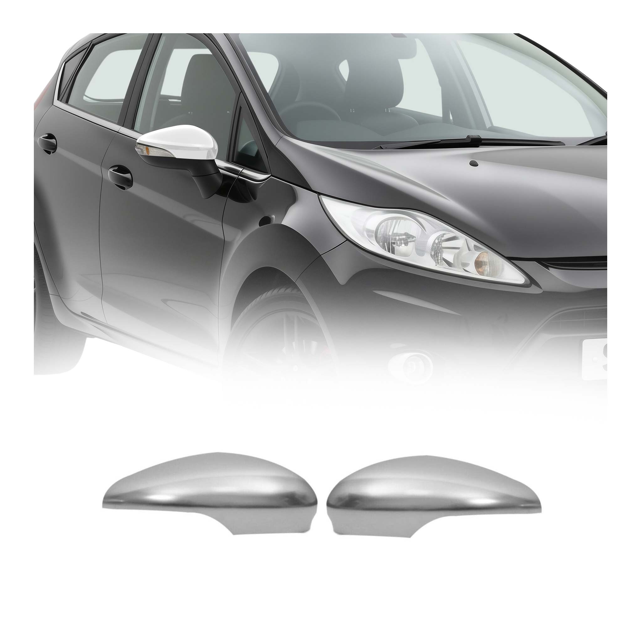 2011-2019 Ford Fiesta / B-Max Side Mirror Cover Caps Matt Stainless Steel 2 Pcs