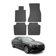 2016-2022 BMW 7 Series G12 Long Sedan Floor Mats Liners Full Set All Weather Rubber Black