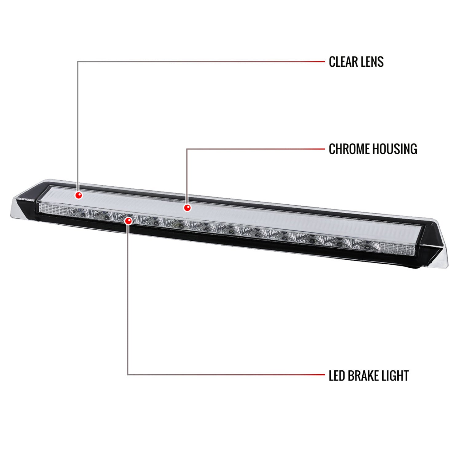 1999-2004 Ford Mustang LED 3rd Brake Light Chrome Housing/Clear Lens