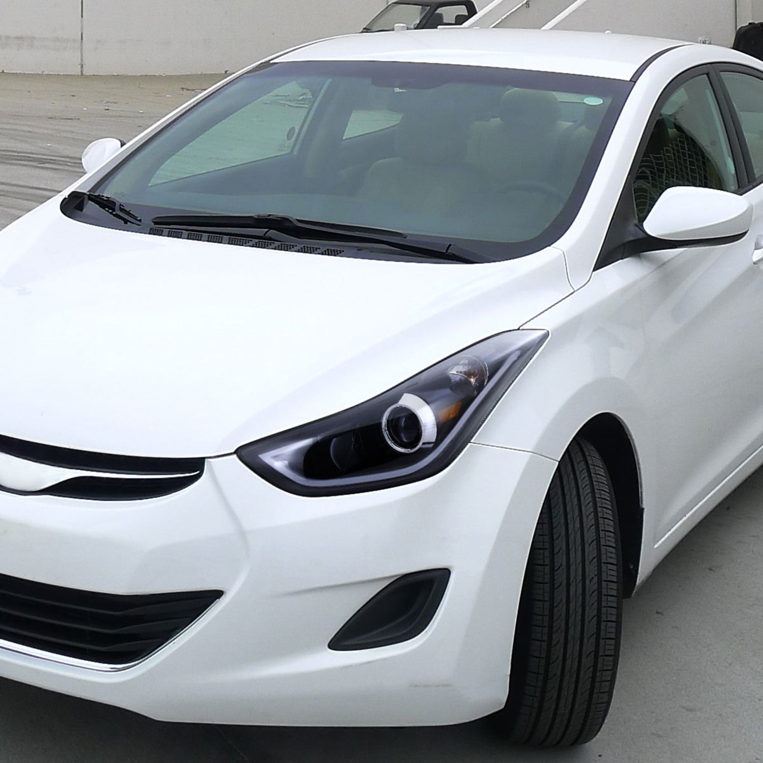 2011-2013 Hyundai Elantra Projector Headlights w/ LED Bar Glossy Black/Smoke