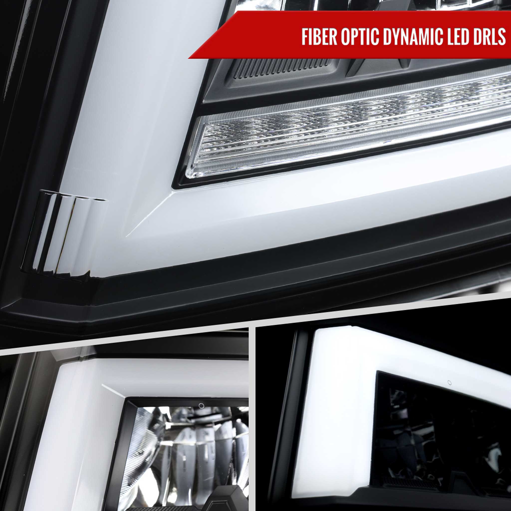 For Chevrolet Tahoe 2015-2020 Full LED DRL Sequential Headlights Matte Black Housing Clear Lens