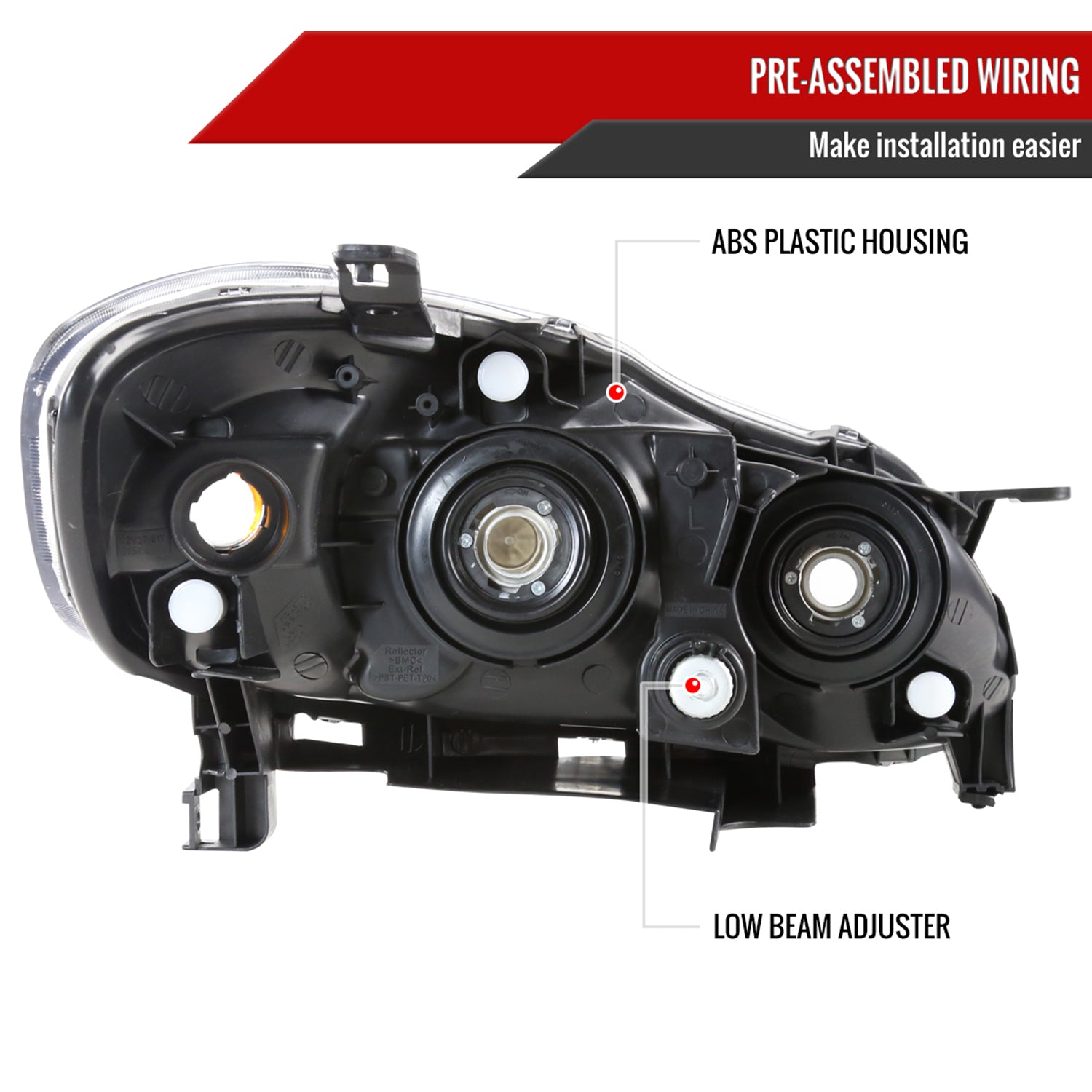 2003-2008 Toyota Corolla Factory Style Headlights Chrome Housing/Clear Lens