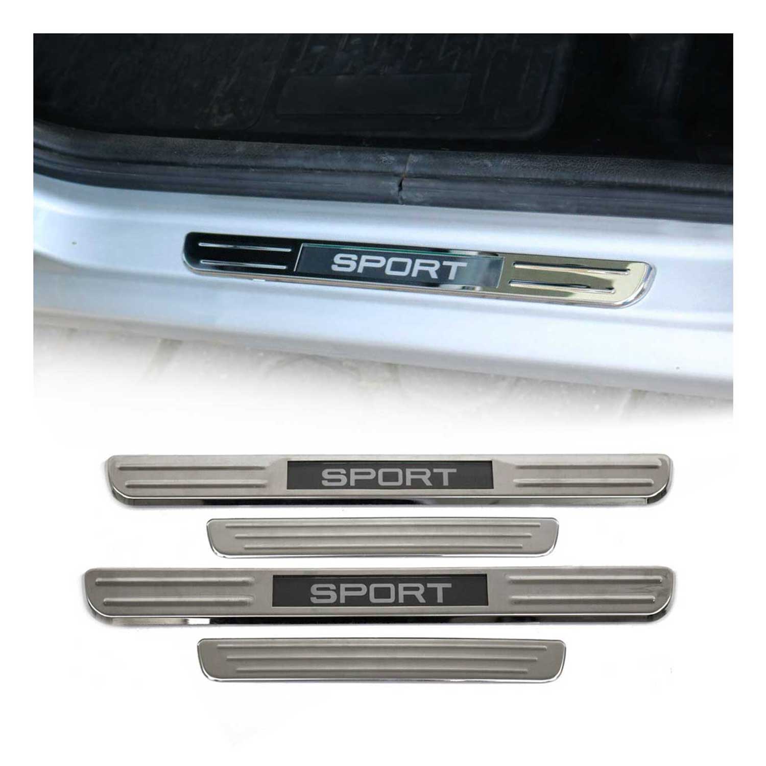 Kia Cadenza Door Sill Scuff Plate Illuminated Sport Steel Silver 4 Pcs