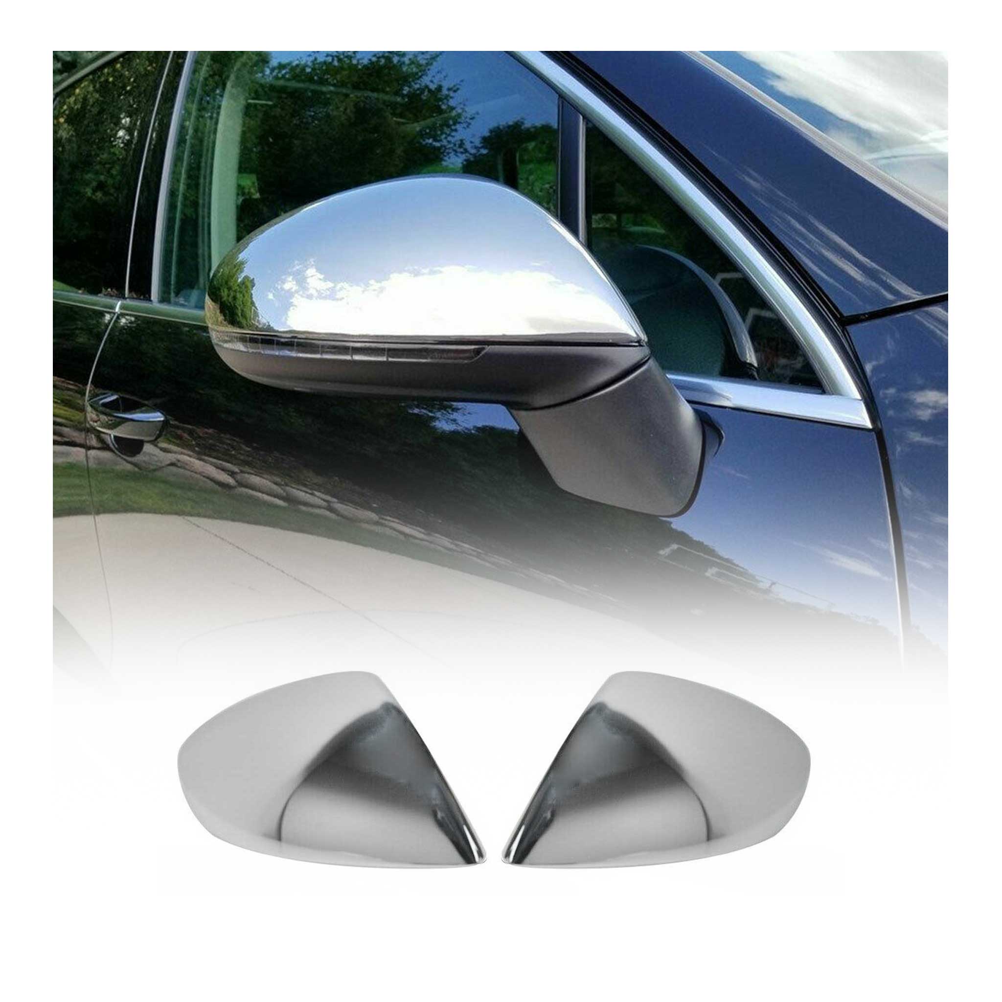 2011-2018 VW Touareg 2.gen Pre-Facelift Side Mirror Cover Caps Stainless Steel Silver 2 Pcs