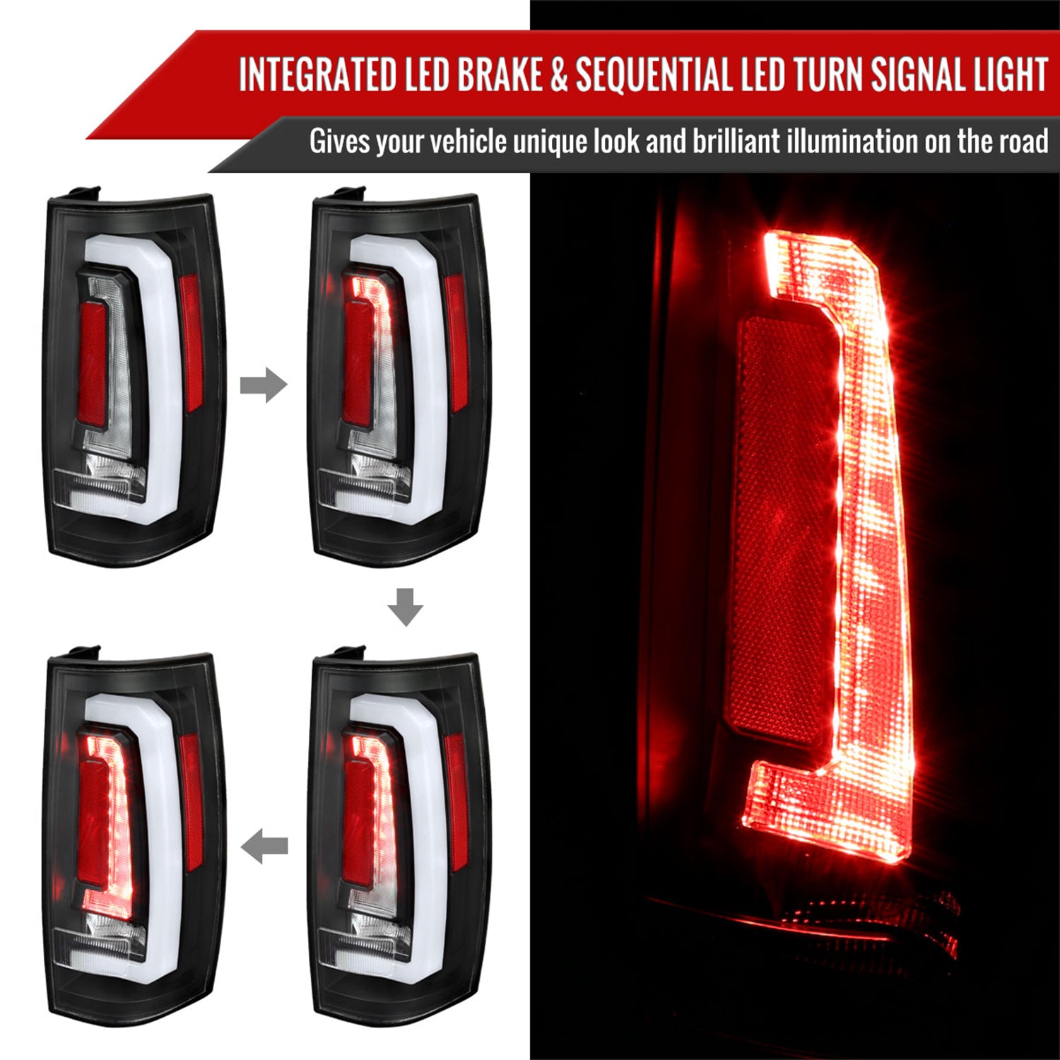 2007-2014 Chevy Tahoe/Suburban/Yukon/Denali LED Signal Tail Lights Matt Black