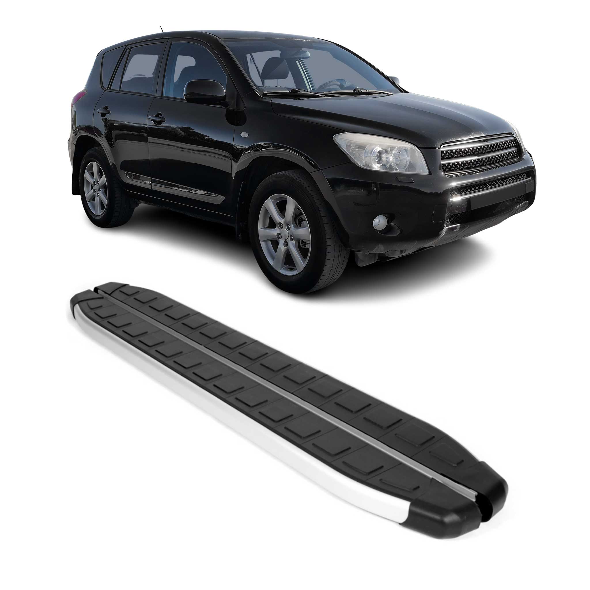 2006-2012 Toyota RAV4 Running Boards Side Steps Silver & Black