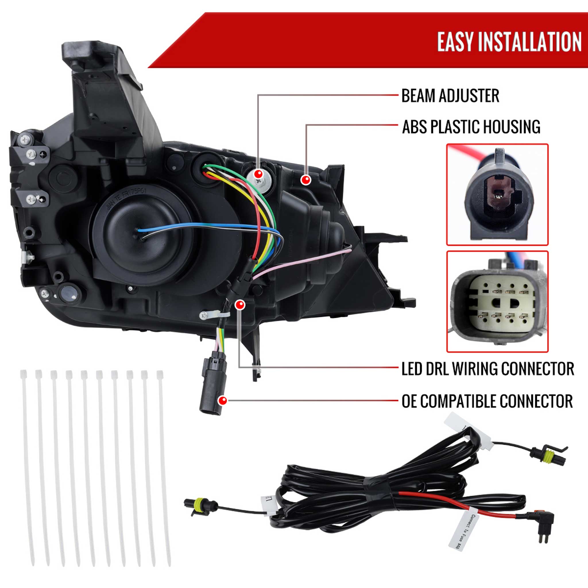 For Chevrolet Impala 2014-2020 LED DRL Sequential Project Headlights Black Housing Smoked Lens
