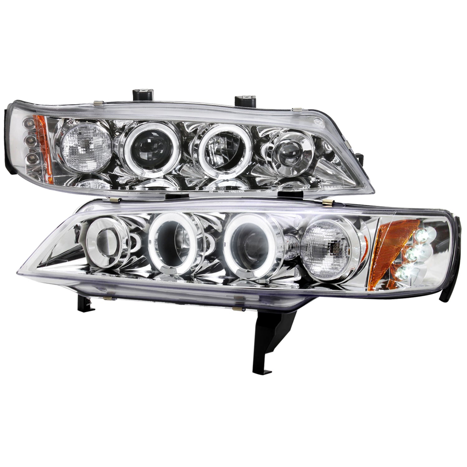 1994-1997 Honda Accord Dual Halo Projector Headlights Chrome/Clear Lens