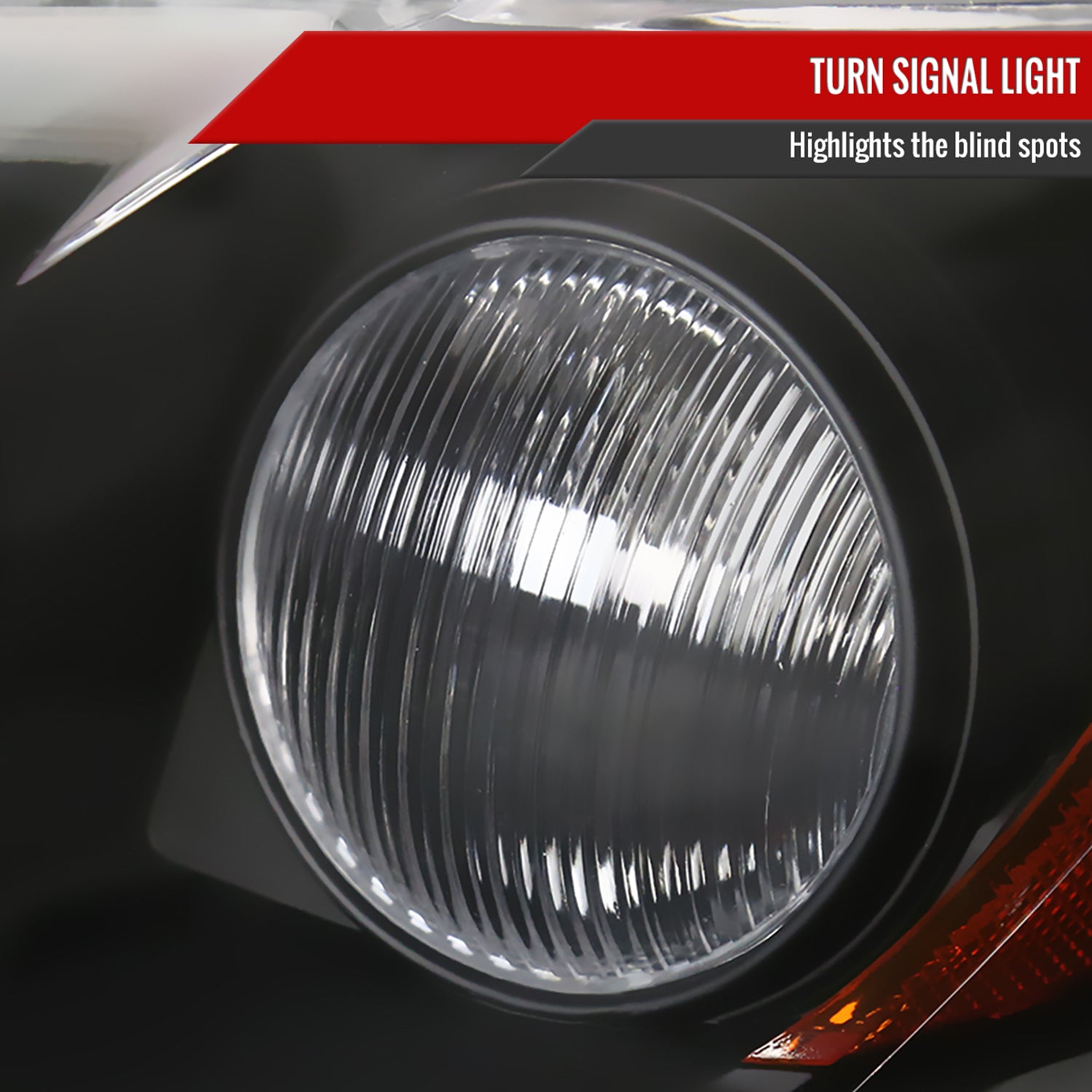 2007-2009 Toyota Camry Projector Headlights Amber Reflectors Matt Black/Clear