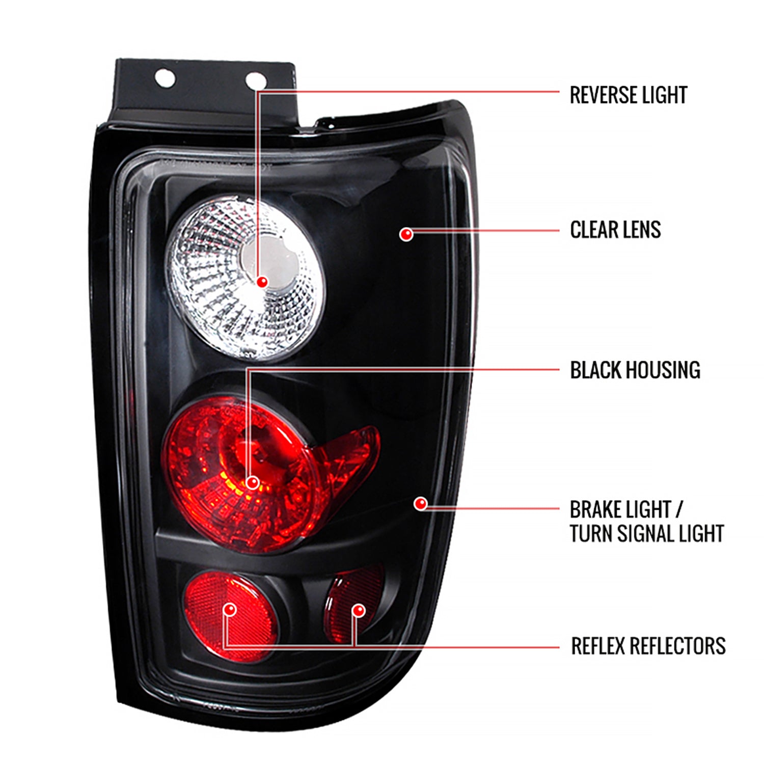 1997-2002 Ford Expedition Tail Lights Matte Black Housing/Clear Lens