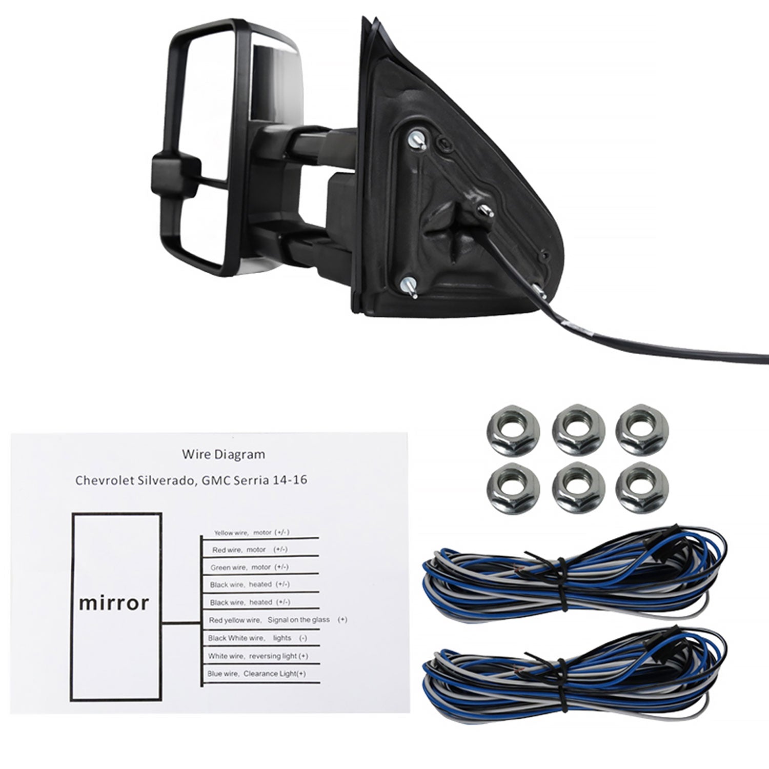 2014-2018 Chevy Silverado/GMC Sierra Heated Chrome Towing Mirrors Smoke Lens