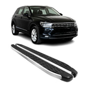 2018-2024 VW Tiguan Running Boards Side Steps Silver & Black