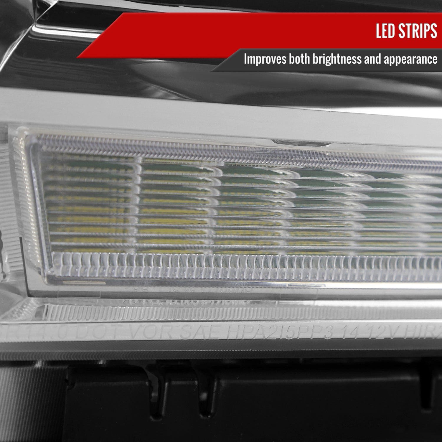 2014-2019 GMC Sierra LED Light Strip Projector Headlights Chrome/Clear Lens
