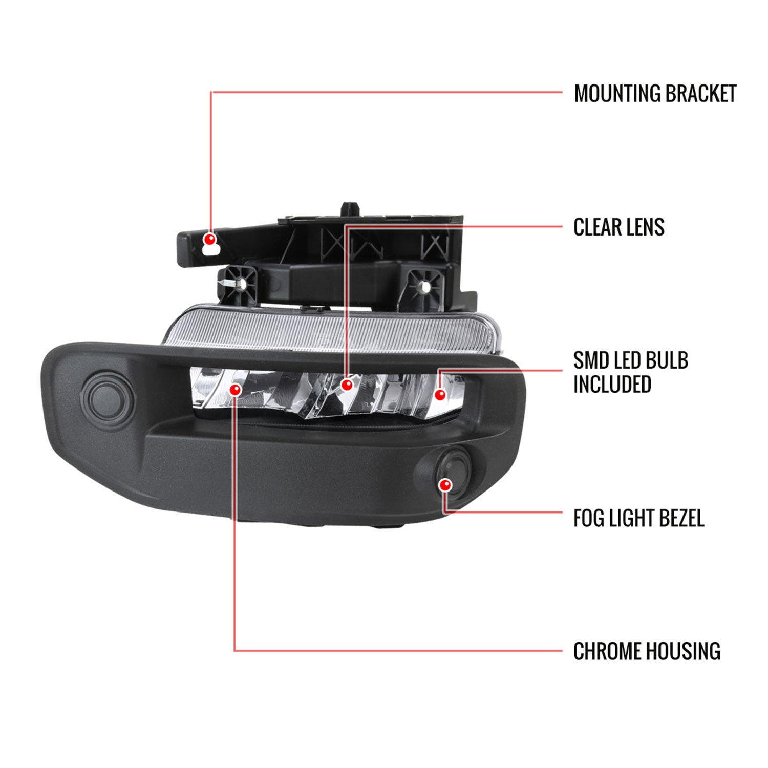 2019-2024 Dodge RAM 1500 LED Fog Lights Kit Chrome Housing/Clear Lens