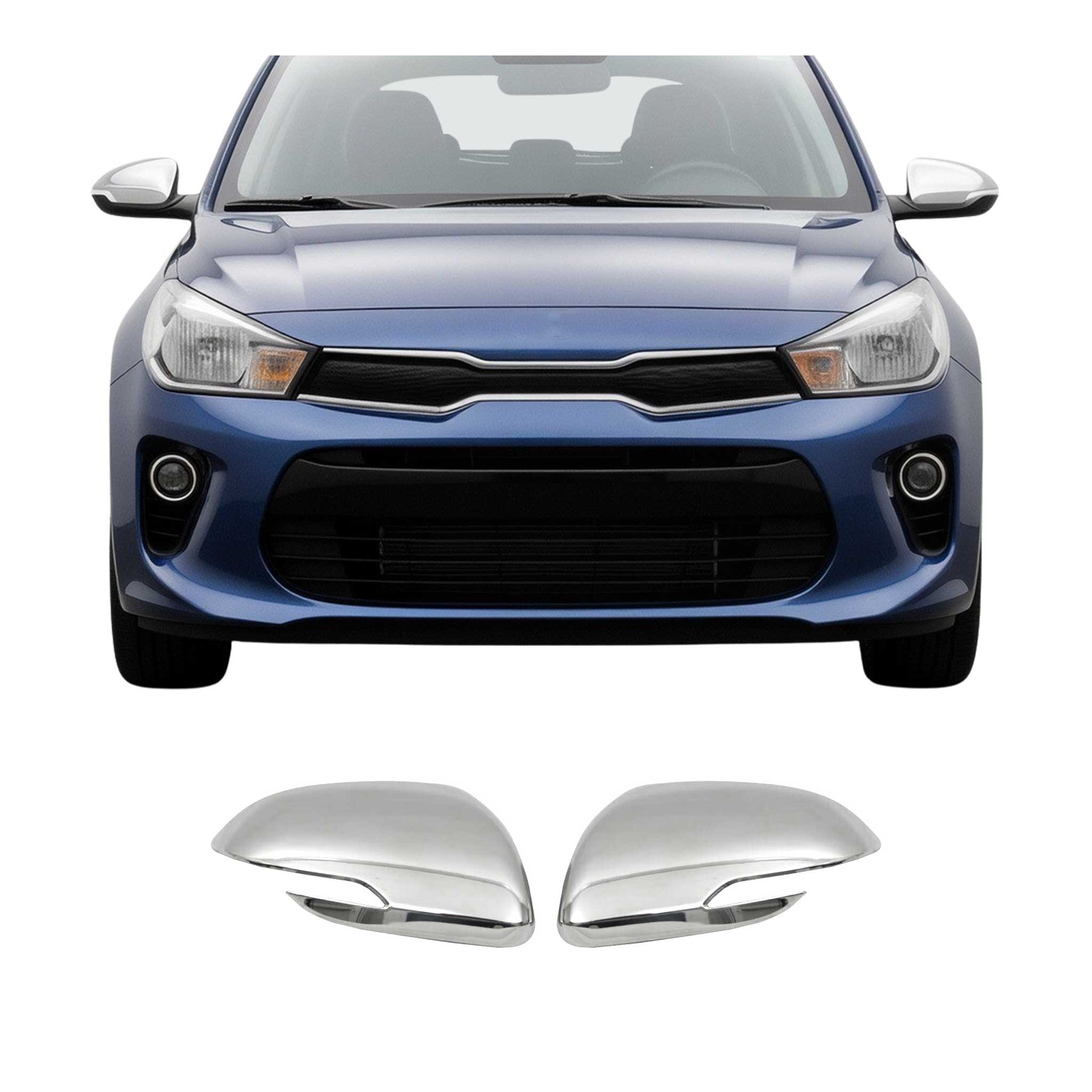 2018-2023 Kia Rio Side Mirror Cover Caps Stainless Steel Silver 2 Pcs