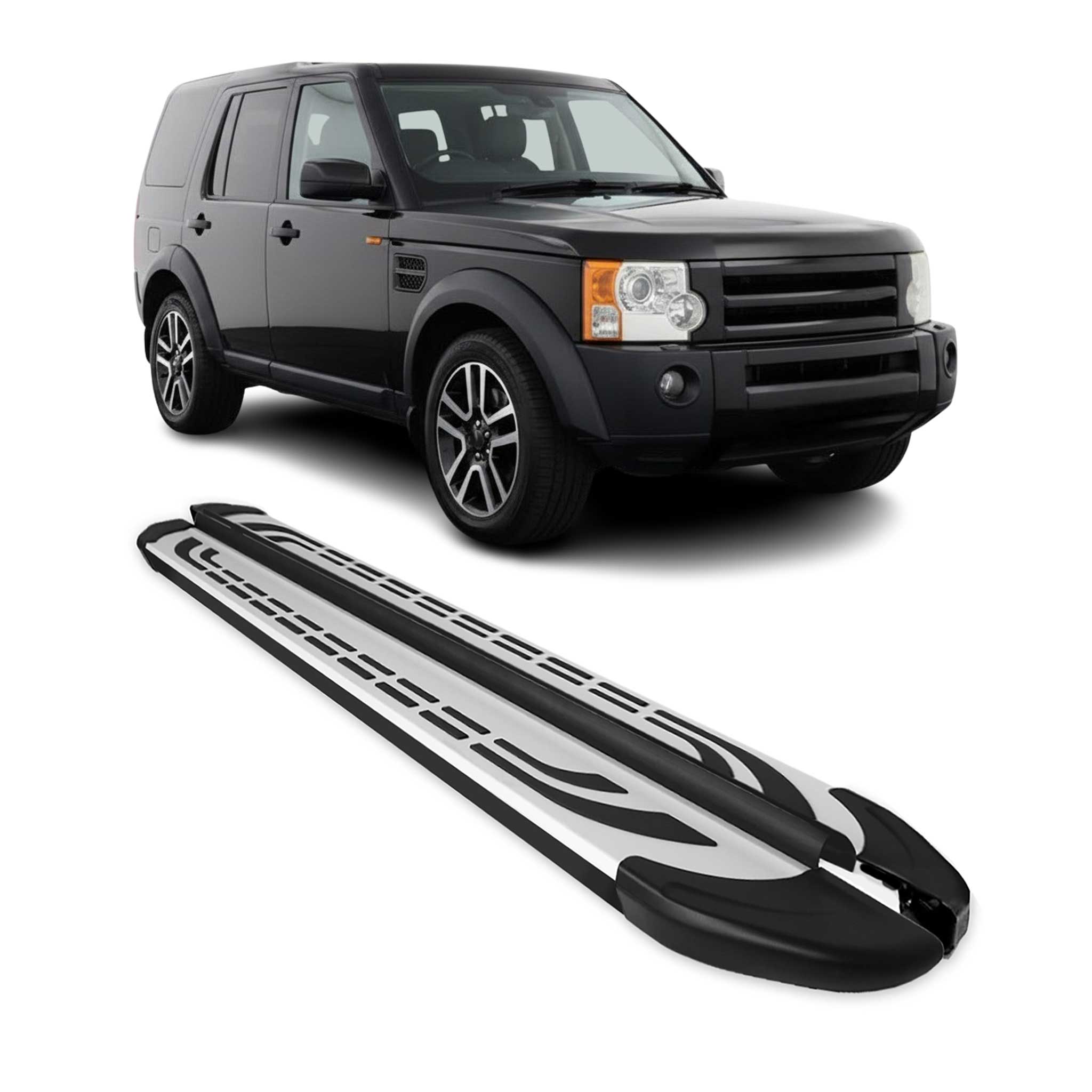 2005-2009 Land Rover LR3 Running Boards Side Steps Silver & Black