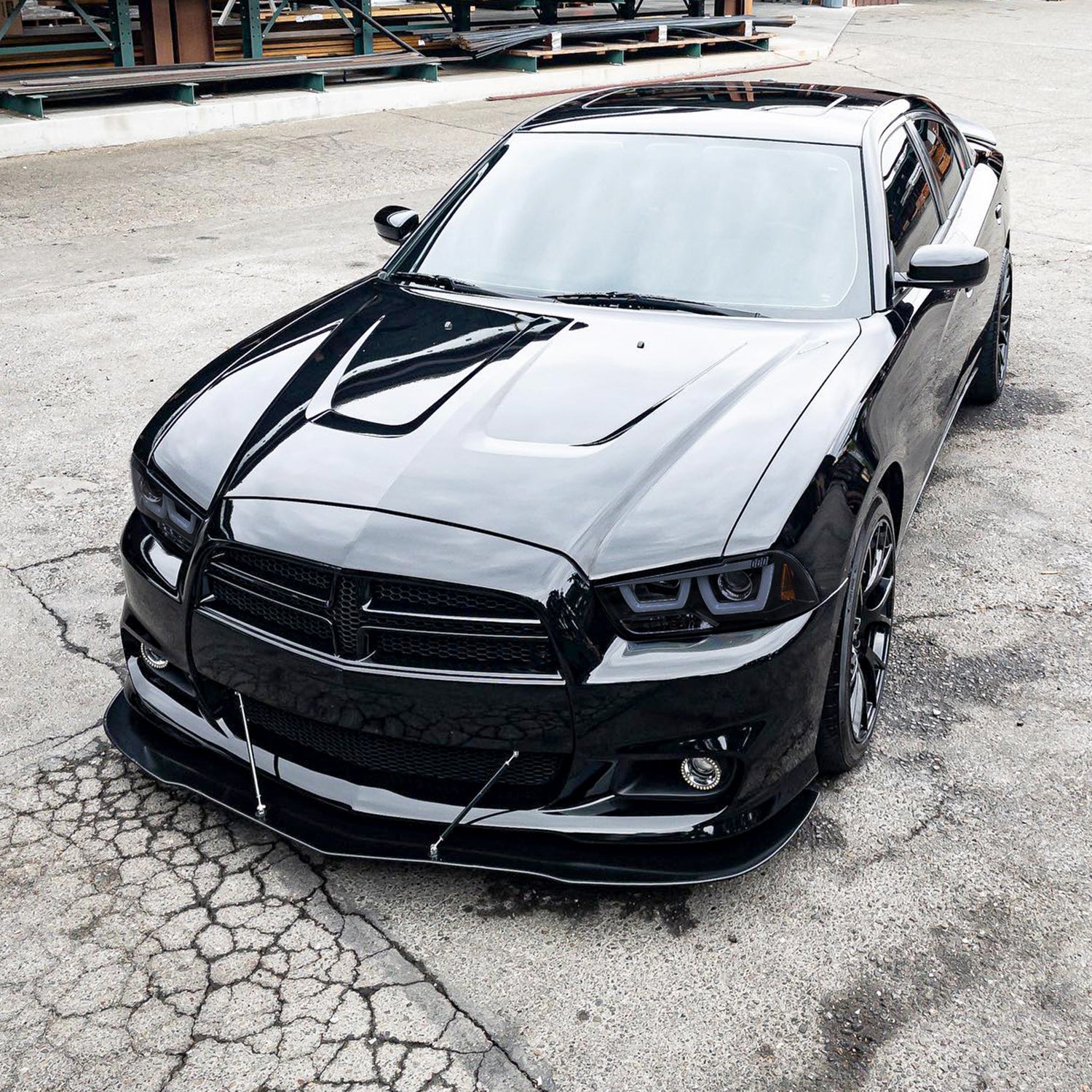 2011-2014 Dodge Charger Dual LED U-Bar Projector Headlights Glossy Black/Smoke