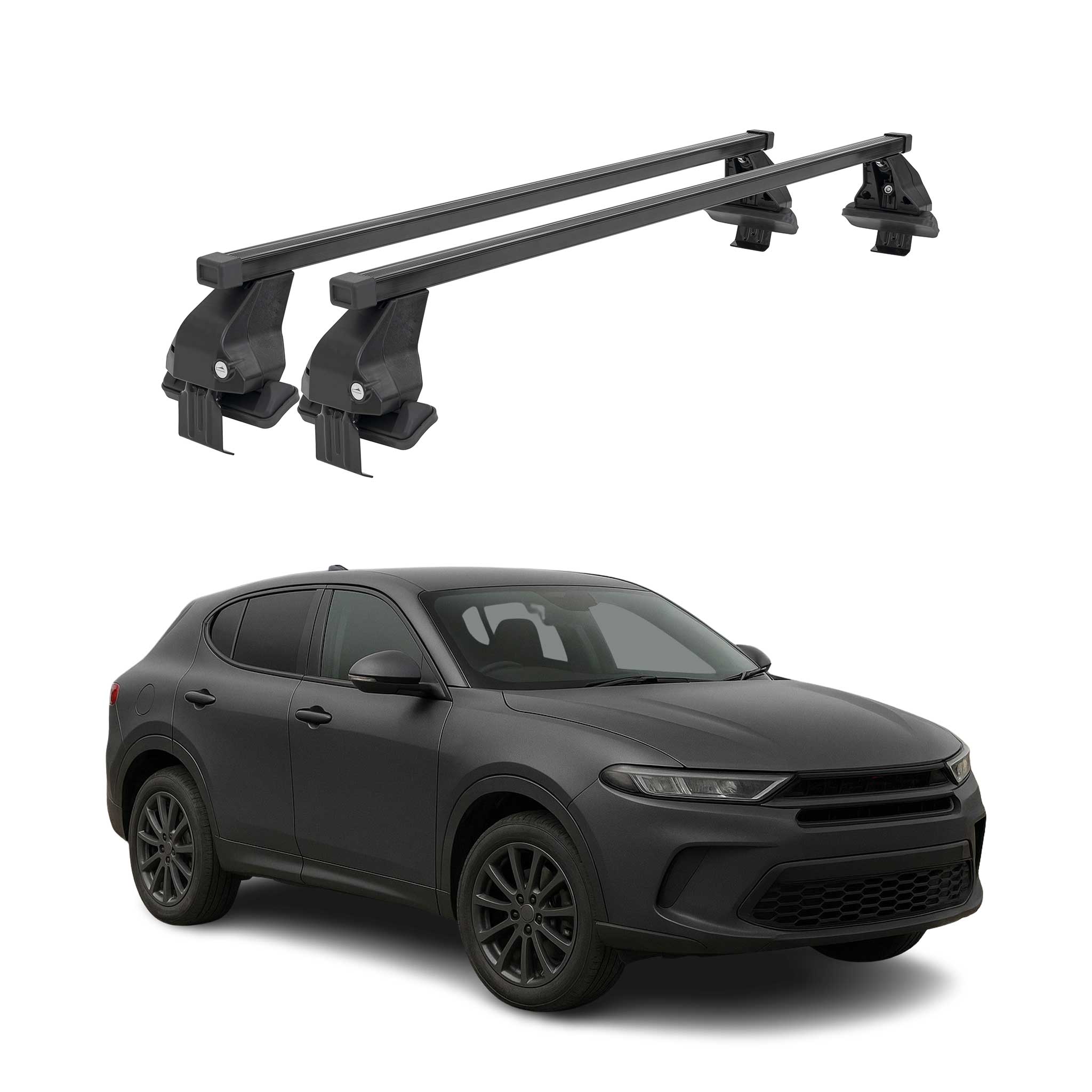 Top Roof Racks Cross Bars fits Dodge Hornet 2023-2026 2Pcs Black Steel