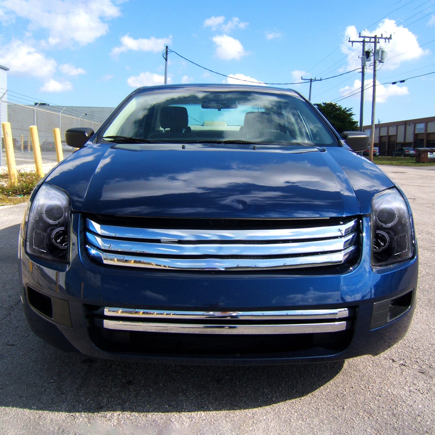 2006-2009 Ford Fusion Dual Halo Projector Headlights Glossy Black/Smoke Lens