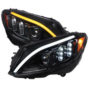 2015-2018 Mercedes-Benz C-Class W205 Signal Projector Headlights Jet Black