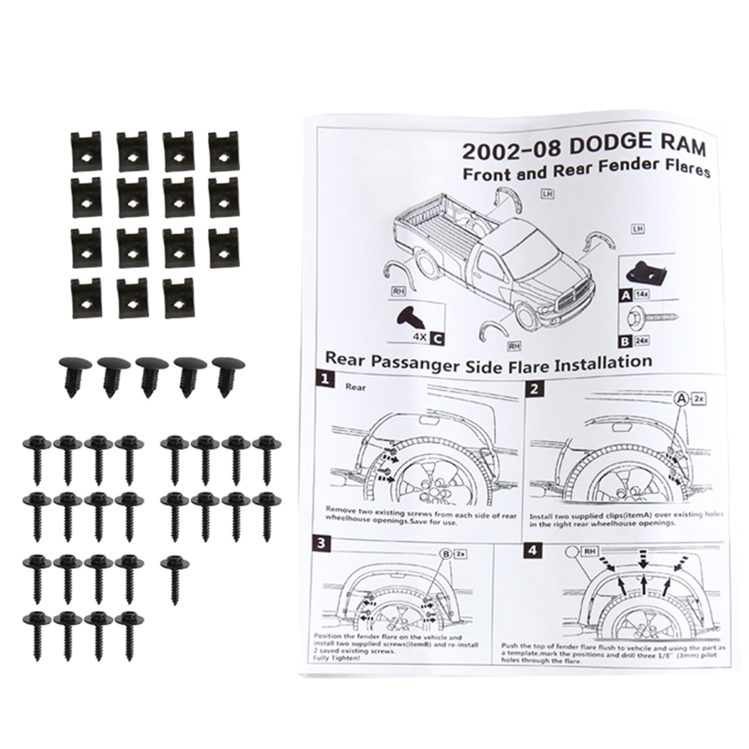2002-2009 Dodge RAM Smooth Factory OE Style Fender Flares Wheel Protector