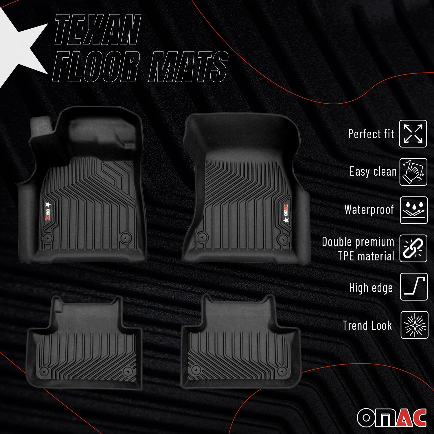 2018-2025 Audi Q5 SQ5 Premium Floor Mats Liners First and Second Row Set Black