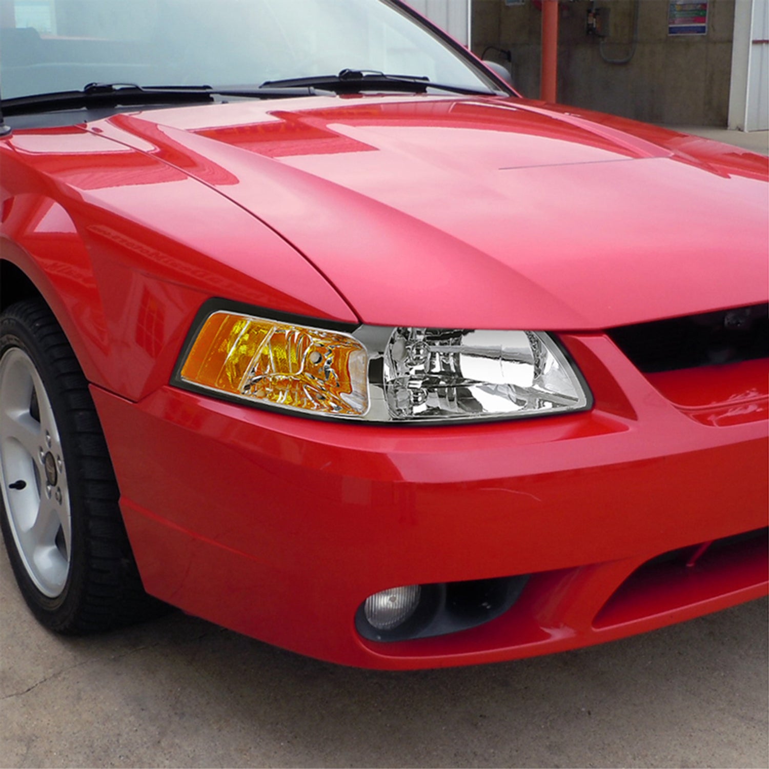 1999-2004 Ford Mustang Factory Headlights w/Amber Reflectors Chrome/Clear