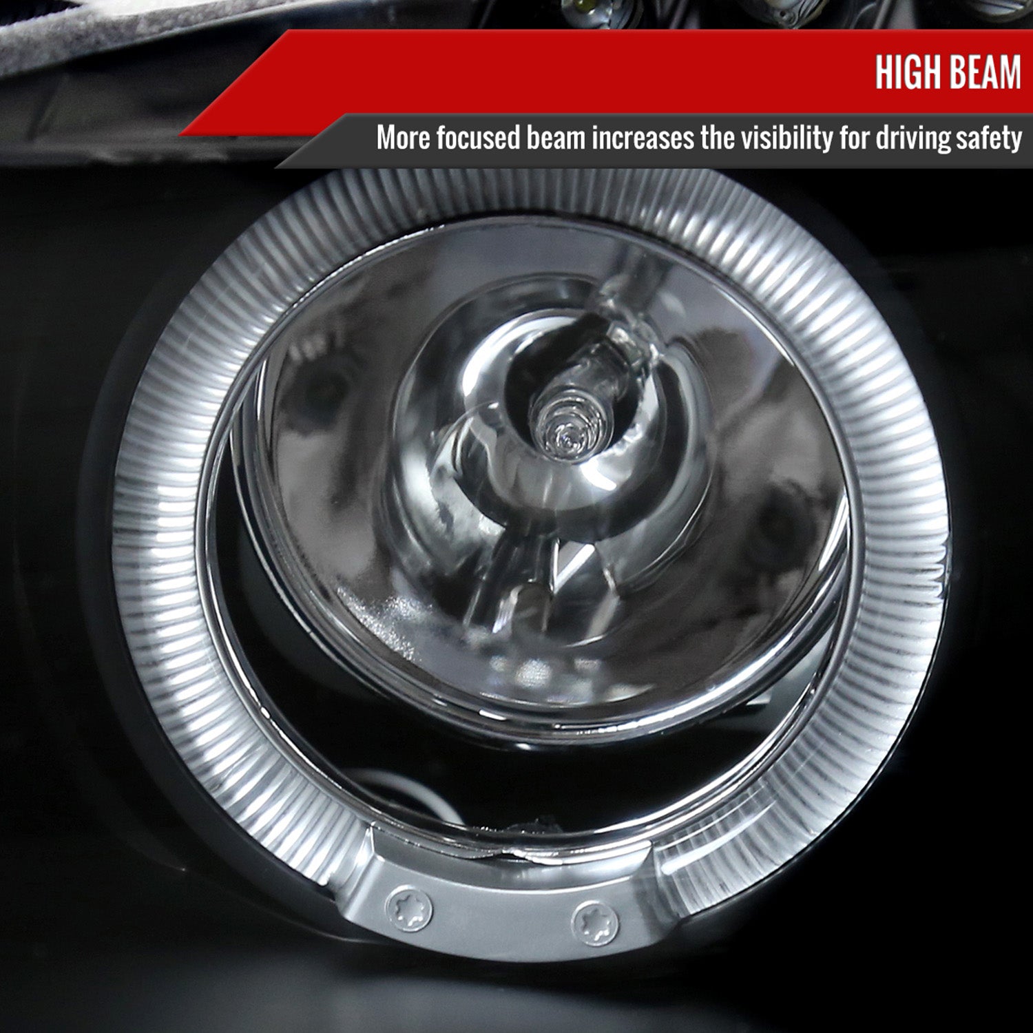 2001-2005 Mazda Miata MX-5 Dual Halo Projector Headlights Matte Black/Clear