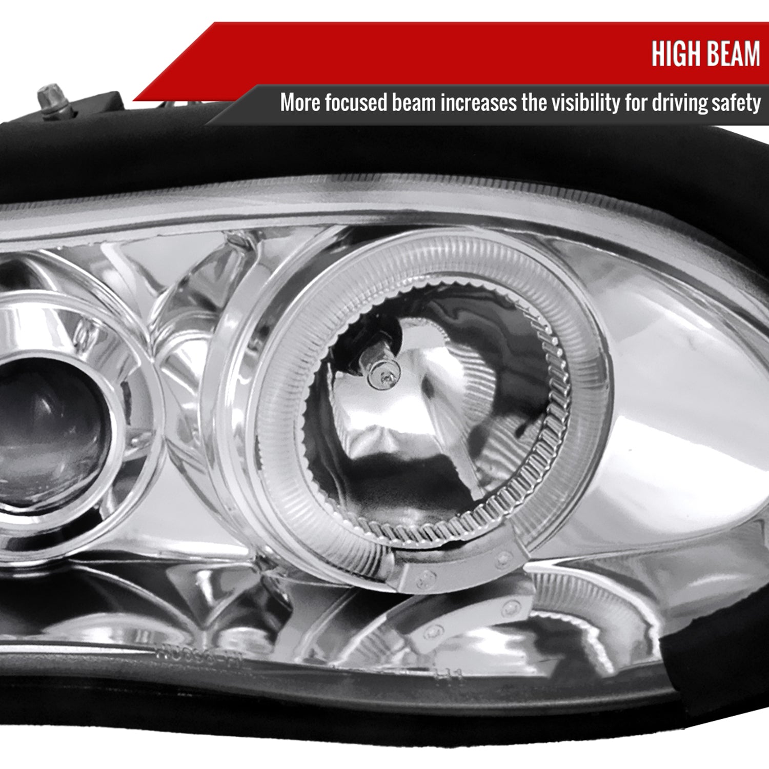 1998-2002 Chevy Camaro Dual Halo Projector Headlights Chrome/Clear Lens