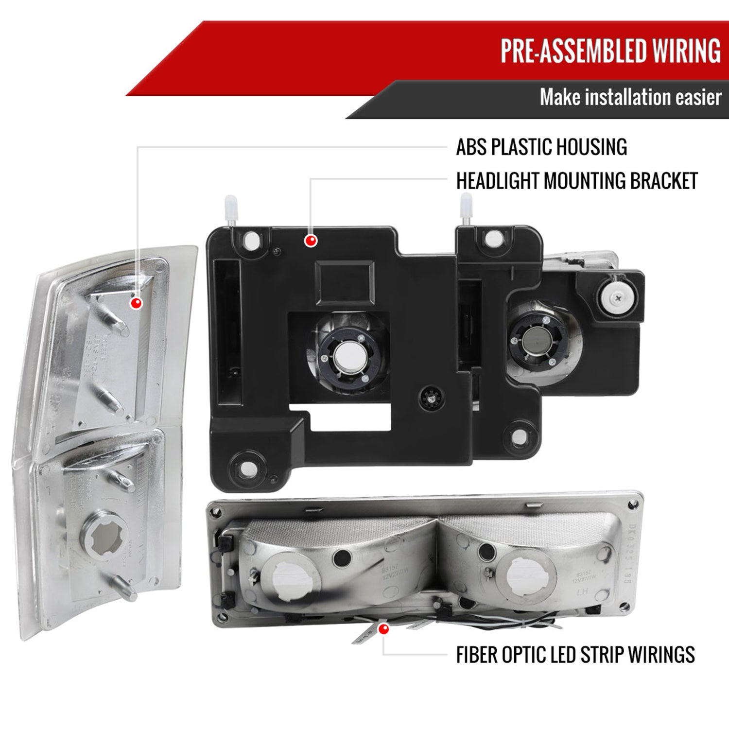 1994-1998 Chevy C10 C/K Tahoe Suburban LED Headlights &Corner Lights Chrome