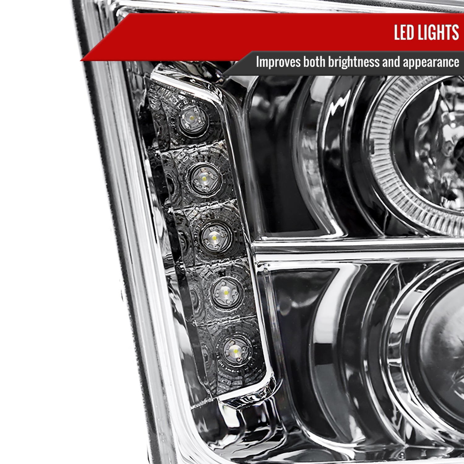 2005-2009 Ford Mustang Halo Projector Headlights LED Light Strip Chrome/Clear