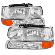 1999-2002 Chevy Silverado/Tahoe/Suburban Headlights Bumper Light Chrome