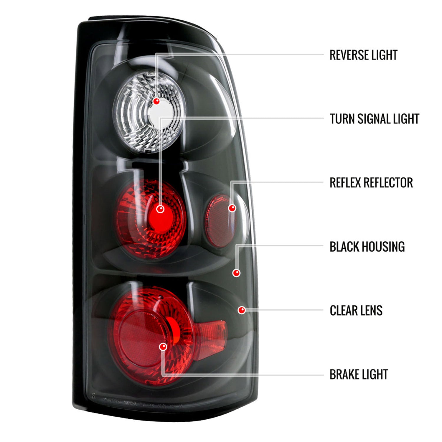 1999-2002 Chevy Silverado/ 1999-2006 GMC Sierra Tail Lights Matte Black/Clear