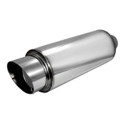 Universal 2.5" Inlet/4" Outlet Stainless Steel Muffler w/ Fireball Style Tip