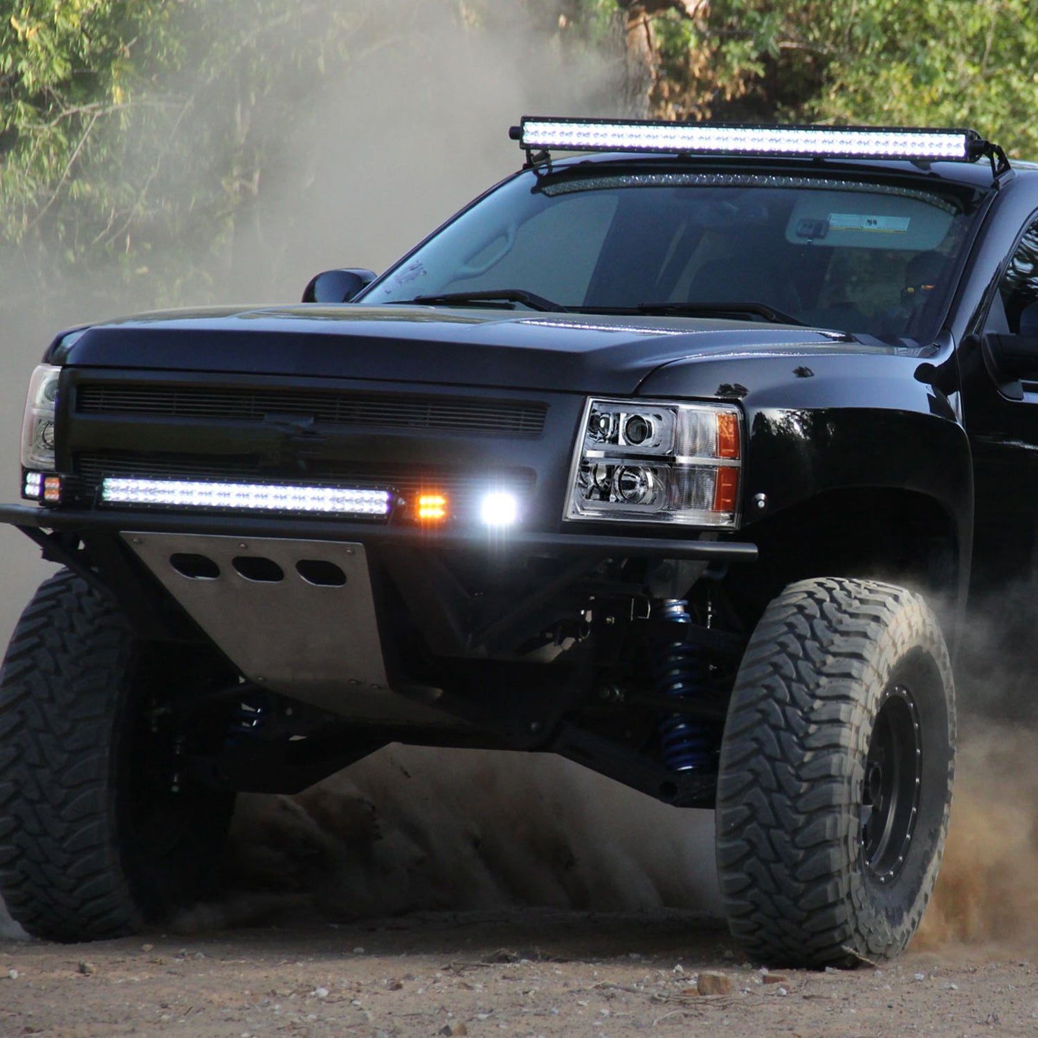 2007-2013 Chevy Silverado 1500 2500HD 3500HD Dual LED C-Bar Headlights Chrome