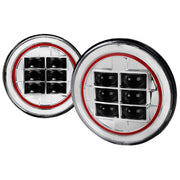 Universal 7" Cree LED Red Rim Projector Headlights - 2PC Chrome/Clear Lens