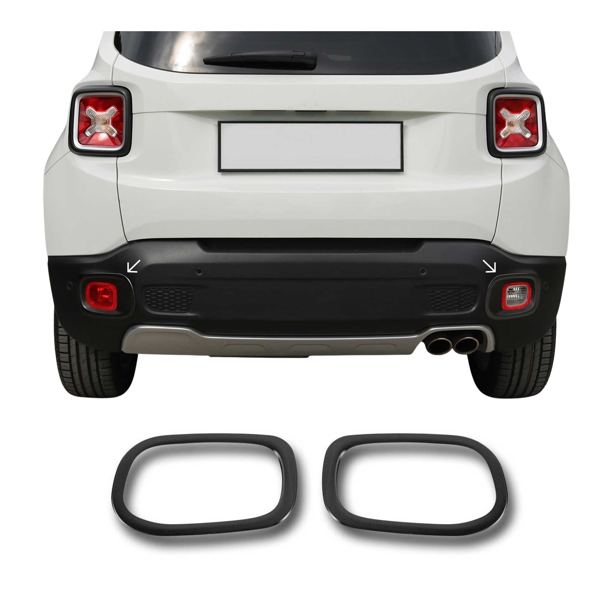 2015-2018 Jeep Renegade Rear Reflector Lamp Rim Frame Brushed Dark Steel