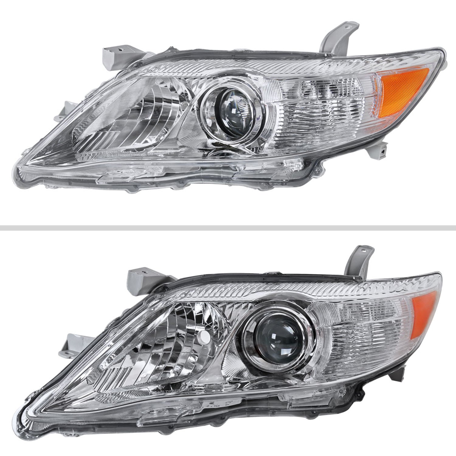 2010-2011 Toyota Camry Projector Headlights w/ Amber Reflectors Chrome/Clear