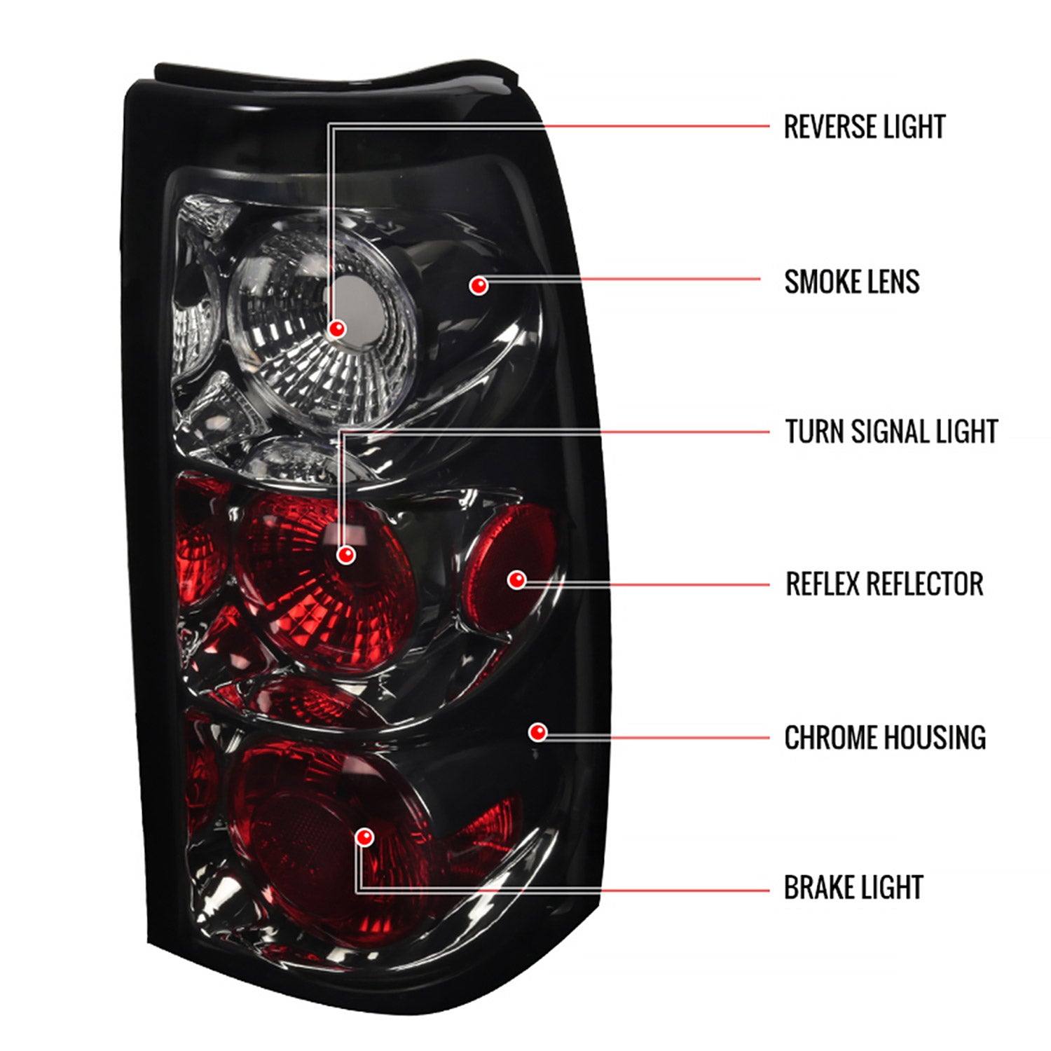 2003-2006 Chevrolet Silverado Tail Lights Chrome Housing/Smoke Lens